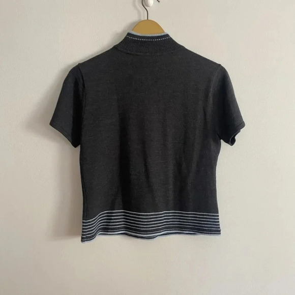 Tahari Wool Blend Short Sleeve Sweater Top - Picture 7 of 8